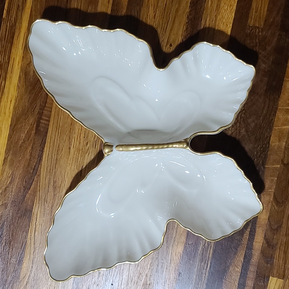 Large Vintage Lenox Porcelain Butterfly Trinket Dish